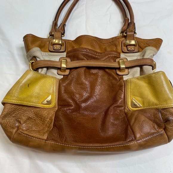 B Makowsky leather Tan Multicolored handbag Shoulder Gold Hardware A021121 - Picture 9 of 10